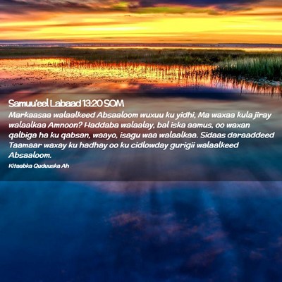 Picture 02 - Samuu'eel Labaad 13:20 SOM - Markaasaa walaalkeed Absaaloom wuxuu ku yidhi, Ma - Bible Verse Picture