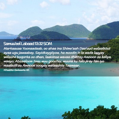 Picture 02 - Samuu'eel Labaad 13:32 SOM - Markaasaa Yoonaadaab, oo ahaa ina Shime'aah - Bible Verse Picture