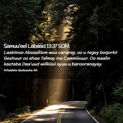 Picture 02 - Samuu'eel Labaad 13:37 SOM - Laakiinse Absaaloom wuu cararay, oo u tegey - Bible Verse Picture