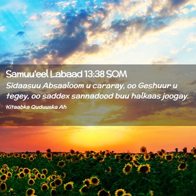 Picture 02 - Samuu'eel Labaad 13:38 SOM - Sidaasuu Absaaloom u cararay, oo Geshuur u tegey, - Bible Verse Picture