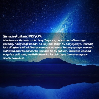 Picture 02 - Samuu'eel Labaad 14:2 SOM - Markaasaa Yoo'aab u cid diray Teqooca, oo wuxuu - Bible Verse Picture