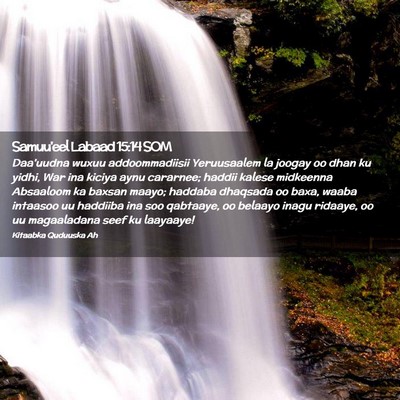 Picture 02 - Samuu'eel Labaad 15:14 SOM - Daa'uudna wuxuu addoommadiisii Yeruusaalem la - Bible Verse Picture