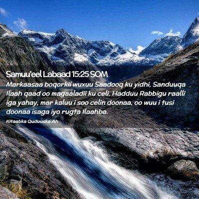 Picture 02 - Samuu'eel Labaad 15:25 SOM - Markaasaa boqorkii wuxuu Saadooq ku yidhi, - Bible Verse Picture