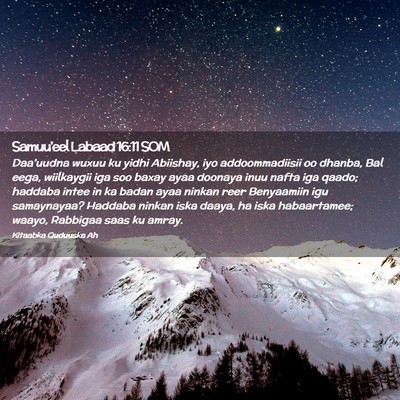Picture 02 - Samuu'eel Labaad 16:11 SOM - Daa'uudna wuxuu ku yidhi Abiishay, iyo - Bible Verse Picture
