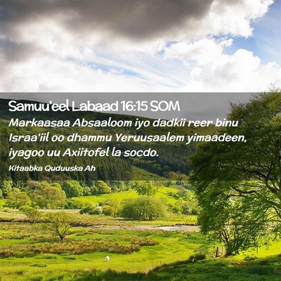 Picture 02 - Samuu'eel Labaad 16:15 SOM - Markaasaa Absaaloom iyo dadkii reer binu - Bible Verse Picture