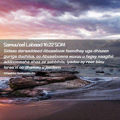 Picture 02 - Samuu'eel Labaad 16:22 SOM - Sidaas daraaddeed Absaaloom teendhay uga dhiseen - Bible Verse Picture