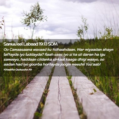 Picture 02 - Samuu'eel Labaad 19:13 SOM - Oo Camaasaana waxaad ku tidhaahdaan, War miyaadan - Bible Verse Picture