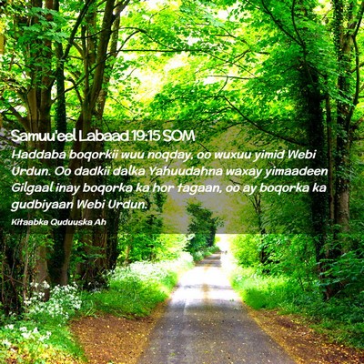 Picture 02 - Samuu'eel Labaad 19:15 SOM - Haddaba boqorkii wuu noqday, oo wuxuu yimid Webi - Bible Verse Picture