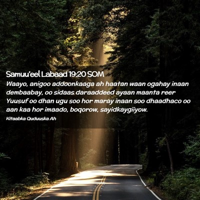 Picture 02 - Samuu'eel Labaad 19:20 SOM - Waayo, anigoo addoonkaaga ah haatan waan ogahay - Bible Verse Picture