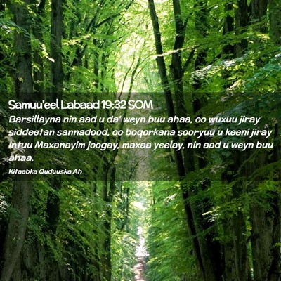 Picture 02 - Samuu'eel Labaad 19:32 SOM - Barsillayna nin aad u da' weyn buu ahaa, oo wuxuu - Bible Verse Picture