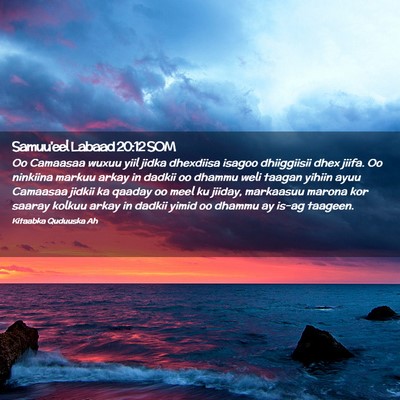 Picture 02 - Samuu'eel Labaad 20:12 SOM - Oo Camaasaa wuxuu yiil jidka dhexdiisa isagoo - Bible Verse Picture