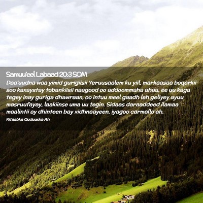 Picture 02 - Samuu'eel Labaad 20:3 SOM - Daa'uudna waa yimid gurigiisii Yeruusaalem ku - Bible Verse Picture