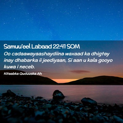 Picture 02 - Samuu'eel Labaad 22:41 SOM - Oo cadaawayaashaydiina waxaad ka dhigtay inay - Bible Verse Picture