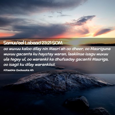 Picture 02 - Samuu'eel Labaad 23:21 SOM - oo wuxuu kaloo dilay nin Masri ah oo dheer, oo - Bible Verse Picture