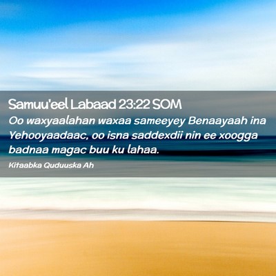 Picture 02 - Samuu'eel Labaad 23:22 SOM - Oo waxyaalahan waxaa sameeyey Benaayaah ina - Bible Verse Picture