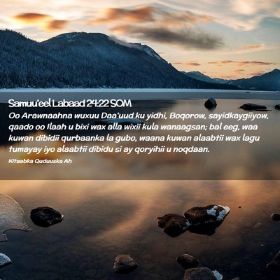 Picture 02 - Samuu'eel Labaad 24:22 SOM - Oo Arawnaahna wuxuu Daa'uud ku yidhi, Boqorow, - Bible Verse Picture