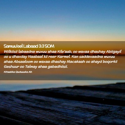 Picture 02 - Samuu'eel Labaad 3:3 SOM - Wiilkiisii labaadna wuxuu ahaa Kile'aab, oo waxaa - Bible Verse Picture
