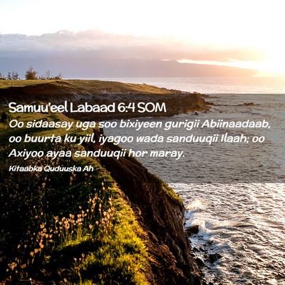 Picture 02 - Samuu'eel Labaad 6:4 SOM - Oo sidaasay uga soo bixiyeen gurigii Abiinaadaab, - Bible Verse Picture