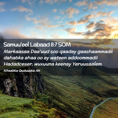 Picture 02 - Samuu'eel Labaad 8:7 SOM - Markaasaa Daa'uud soo qaaday gaashaammadii - Bible Verse Picture