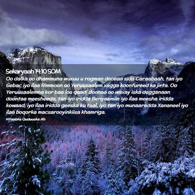 Picture 02 - Sekaryaah 14:10 SOM - Oo dalka oo dhammuna wuxuu u rogman doonaa sida - Bible Verse Picture