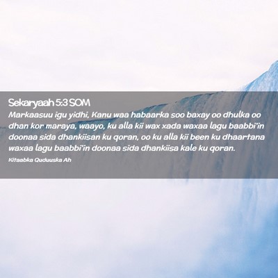 Picture 02 - Sekaryaah 5:3 SOM - Markaasuu igu yidhi, Kanu waa habaarka soo baxay - Bible Verse Picture