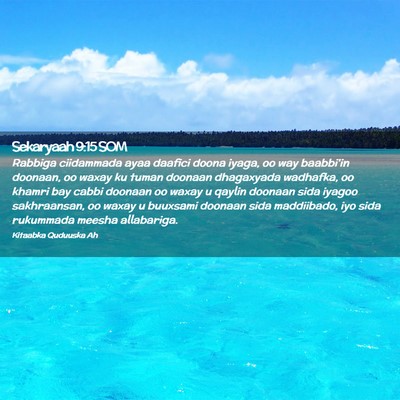 Picture 02 - Sekaryaah 9:15 SOM - Rabbiga ciidammada ayaa daafici doona iyaga, oo - Bible Verse Picture
