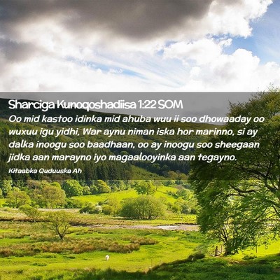 Picture 02 - Sharciga Kunoqoshadiisa 1:22 SOM - Oo mid kastoo idinka mid ahuba wuu ii soo - Bible Verse Picture
