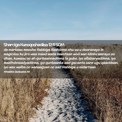 Picture 02 - Sharciga Kunoqoshadiisa 12:11 SOM - de markaas meesha Rabbiga Ilaahiinna ahu uu u - Bible Verse Picture