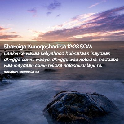 Picture 02 - Sharciga Kunoqoshadiisa 12:23 SOM - Laakiinse waxaa keliyahood hubsataan inaydaan - Bible Verse Picture