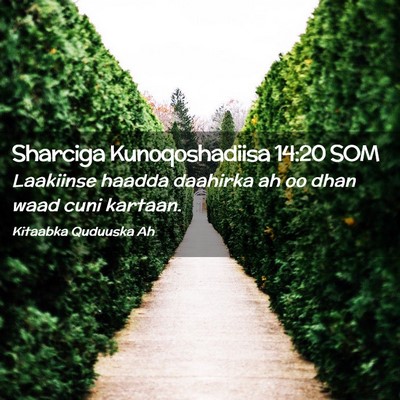 Picture 02 - Sharciga Kunoqoshadiisa 14:20 SOM - Laakiinse haadda daahirka ah oo dhan waad cuni - Bible Verse Picture