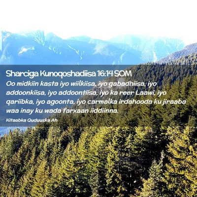 Picture 02 - Sharciga Kunoqoshadiisa 16:14 SOM - Oo midkiin kasta iyo wiilkiisa, iyo gabadhiisa, - Bible Verse Picture