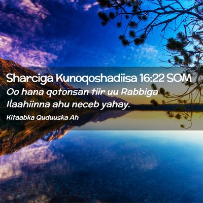 Picture 02 - Sharciga Kunoqoshadiisa 16:22 SOM - Oo hana qotonsan tiir uu Rabbiga Ilaahiinna ahu - Bible Verse Picture