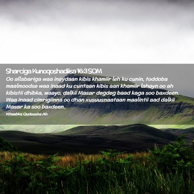 Picture 02 - Sharciga Kunoqoshadiisa 16:3 SOM - Oo allabariga waa inaydaan kibis khamiir leh ku - Bible Verse Picture