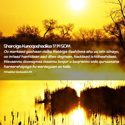 Picture 02 - Sharciga Kunoqoshadiisa 17:14 SOM - Oo markaad gashaan dalka Rabbiga Ilaahiinna ahu - Bible Verse Picture