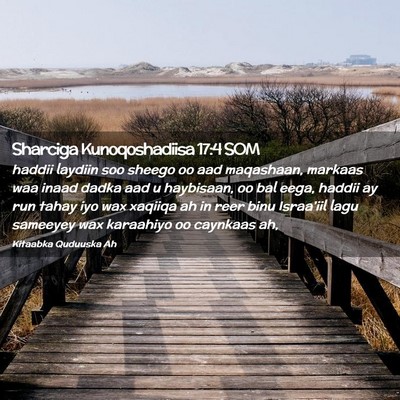 Picture 02 - Sharciga Kunoqoshadiisa 17:4 SOM - haddii laydiin soo sheego oo aad maqashaan, - Bible Verse Picture