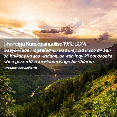 Picture 02 - Sharciga Kunoqoshadiisa 19:12 SOM - waayeellada magaaladiisu waa inay cid u soo - Bible Verse Picture