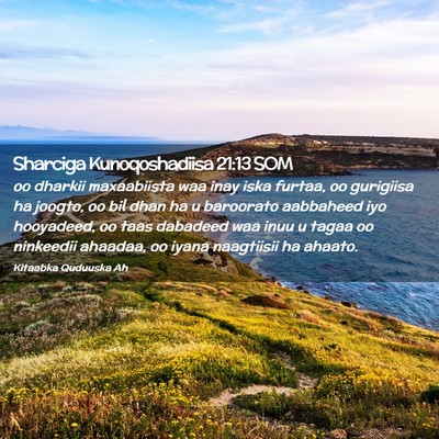 Picture 02 - Sharciga Kunoqoshadiisa 21:13 SOM - oo dharkii maxaabiista waa inay iska furtaa, oo - Bible Verse Picture
