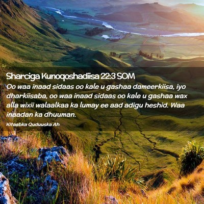 Picture 02 - Sharciga Kunoqoshadiisa 22:3 SOM - Oo waa inaad sidaas oo kale u gashaa dameerkiisa, - Bible Verse Picture