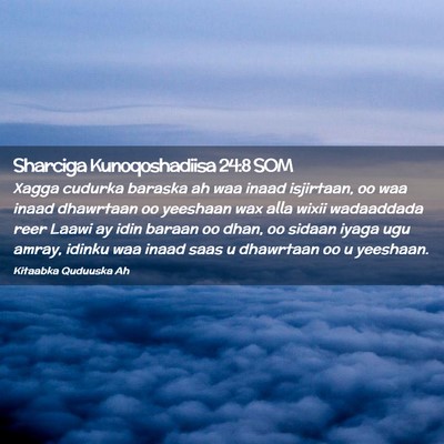 Picture 02 - Sharciga Kunoqoshadiisa 24:8 SOM - Xagga cudurka baraska ah waa inaad isjirtaan, oo - Bible Verse Picture