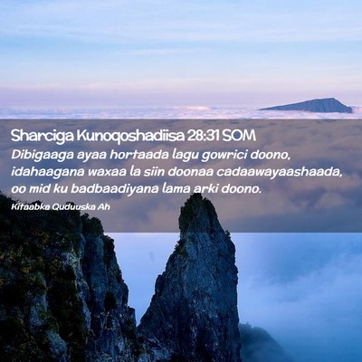 Picture 02 - Sharciga Kunoqoshadiisa 28:31 SOM - Dibigaaga ayaa hortaada lagu gowrici doono, - Bible Verse Picture