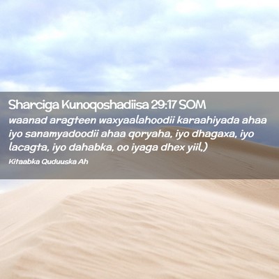 Picture 02 - Sharciga Kunoqoshadiisa 29:17 SOM - waanad aragteen waxyaalahoodii karaahiyada ahaa - Bible Verse Picture