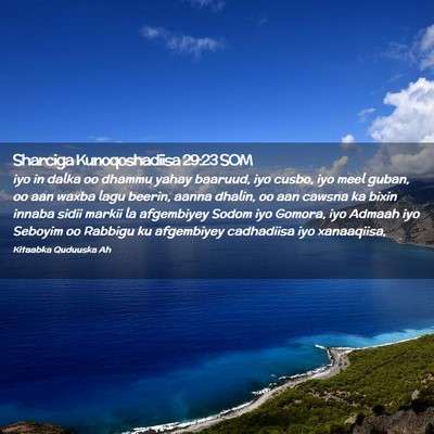 Picture 02 - Sharciga Kunoqoshadiisa 29:23 SOM - iyo in dalka oo dhammu yahay baaruud, iyo cusbo, - Bible Verse Picture