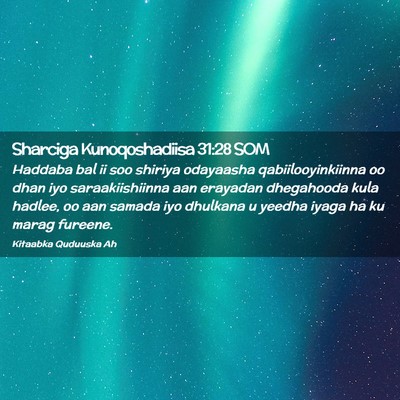 Picture 02 - Sharciga Kunoqoshadiisa 31:28 SOM - Haddaba bal ii soo shiriya odayaasha - Bible Verse Picture