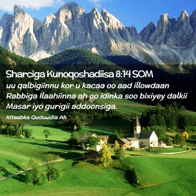 Picture 02 - Sharciga Kunoqoshadiisa 8:14 SOM - uu qalbigiinnu kor u kacaa oo aad illowdaan - Bible Verse Picture