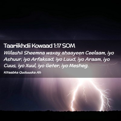 Picture 02 - Taariikhdii Kowaad 1:17 SOM - Wiilashii Sheemna waxay ahaayeen Ceelaam, iyo - Bible Verse Picture
