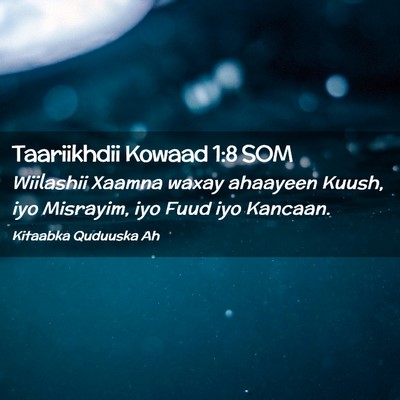 Picture 02 - Taariikhdii Kowaad 1:8 SOM - Wiilashii Xaamna waxay ahaayeen Kuush, iyo - Bible Verse Picture