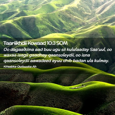 Picture 02 - Taariikhdii Kowaad 10:3 SOM - Oo dagaalkiina aad buu ugu sii kululaaday - Bible Verse Picture