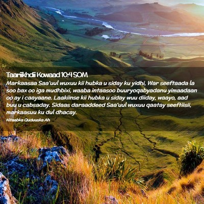 Picture 02 - Taariikhdii Kowaad 10:4 SOM - Markaasaa Saa'uul wuxuu kii hubka u siday ku - Bible Verse Picture