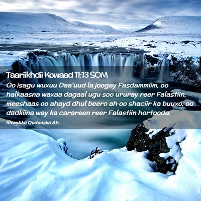 Picture 02 - Taariikhdii Kowaad 11:13 SOM - Oo isagu wuxuu Daa'uud la joogay Fasdammiim, oo - Bible Verse Picture