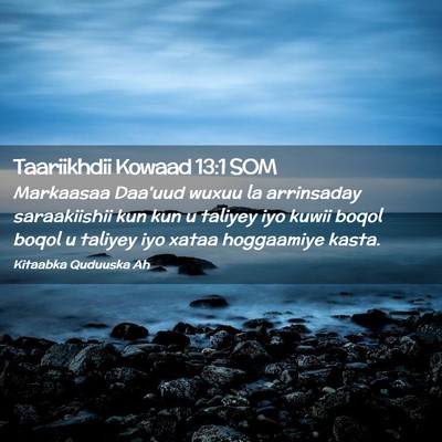 Picture 02 - Taariikhdii Kowaad 13:1 SOM - Markaasaa Daa'uud wuxuu la arrinsaday - Bible Verse Picture